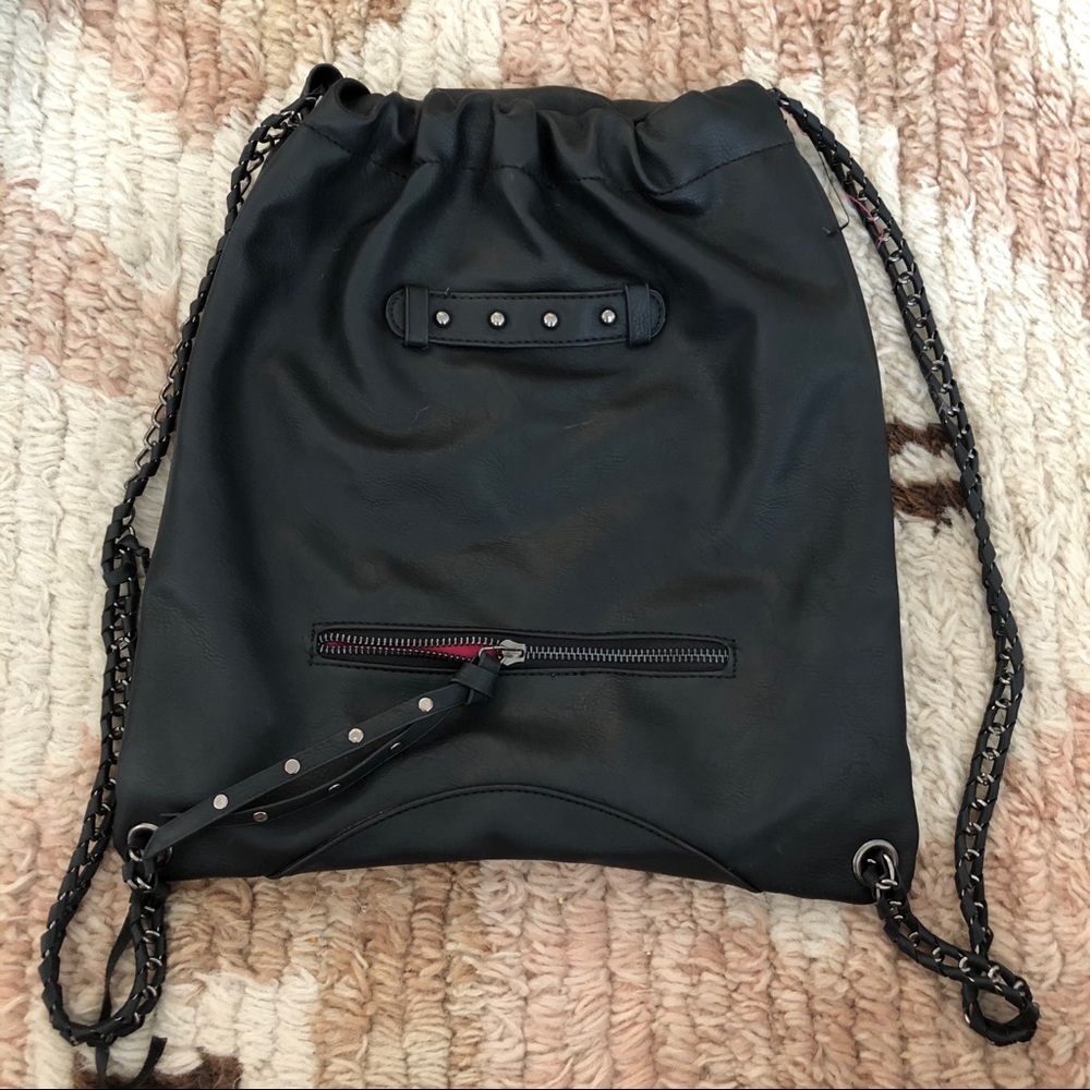 Black leather backpack